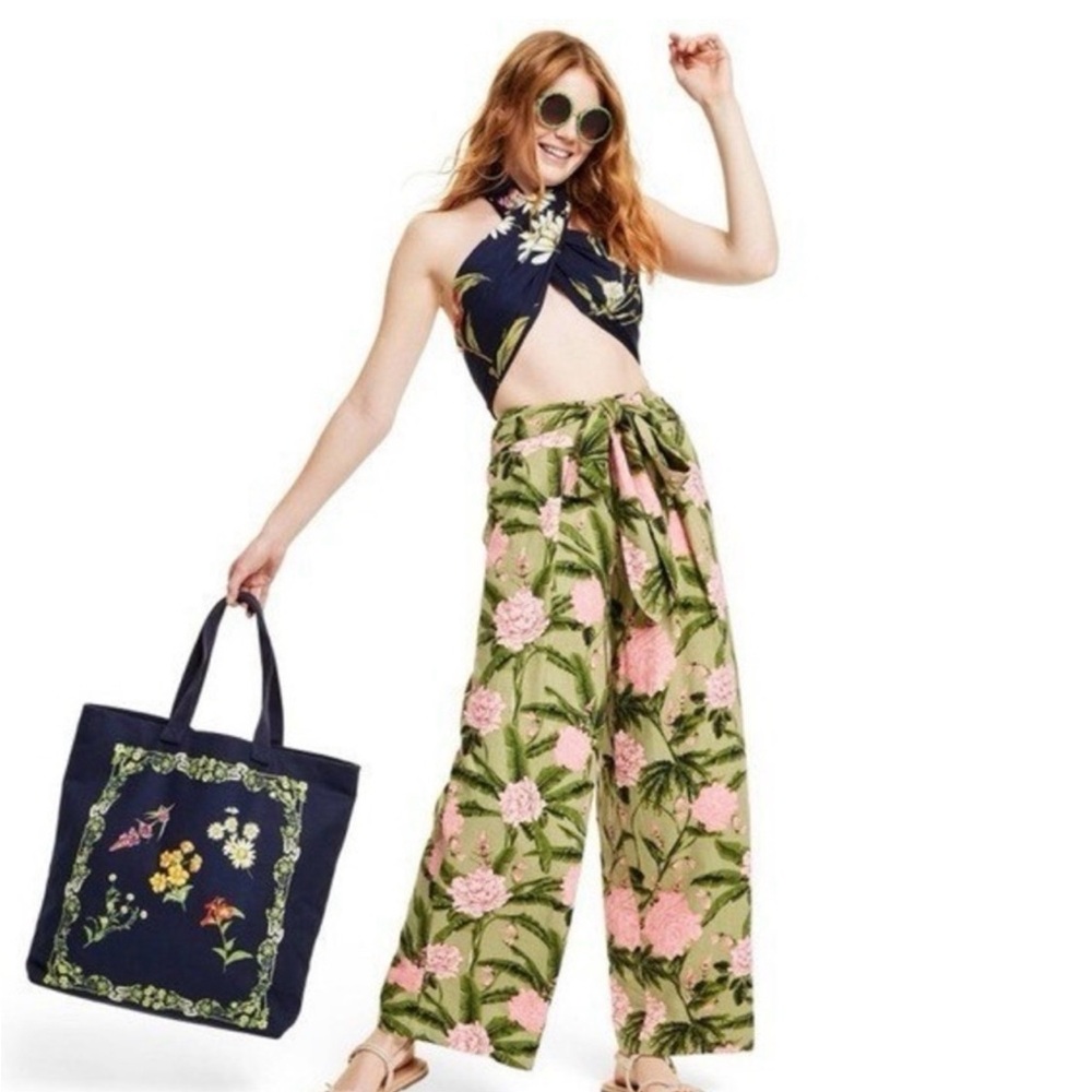 Agua Bendita x Target Green and Pink Blush Peony Pants